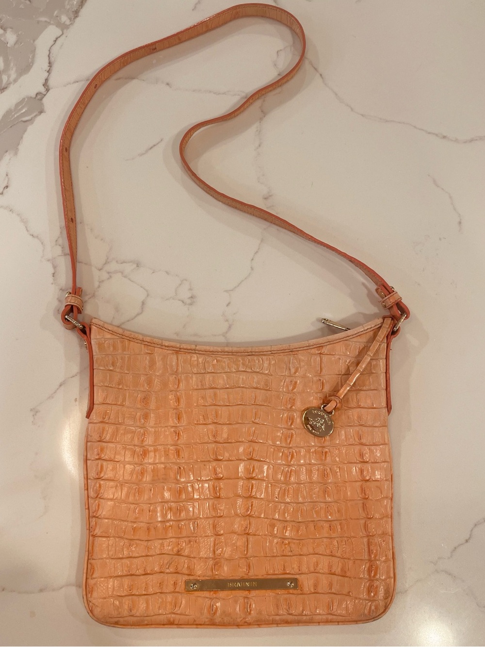 Brahmin Jody Crossbody/Shoulder Bag in Mai Tai La Scala. Peach/Orange Color